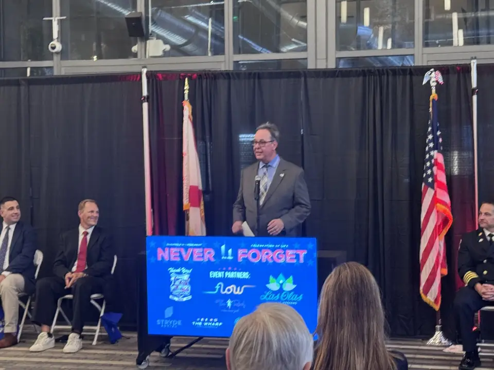 The Never Forget event under way in the Flow Breezeway.